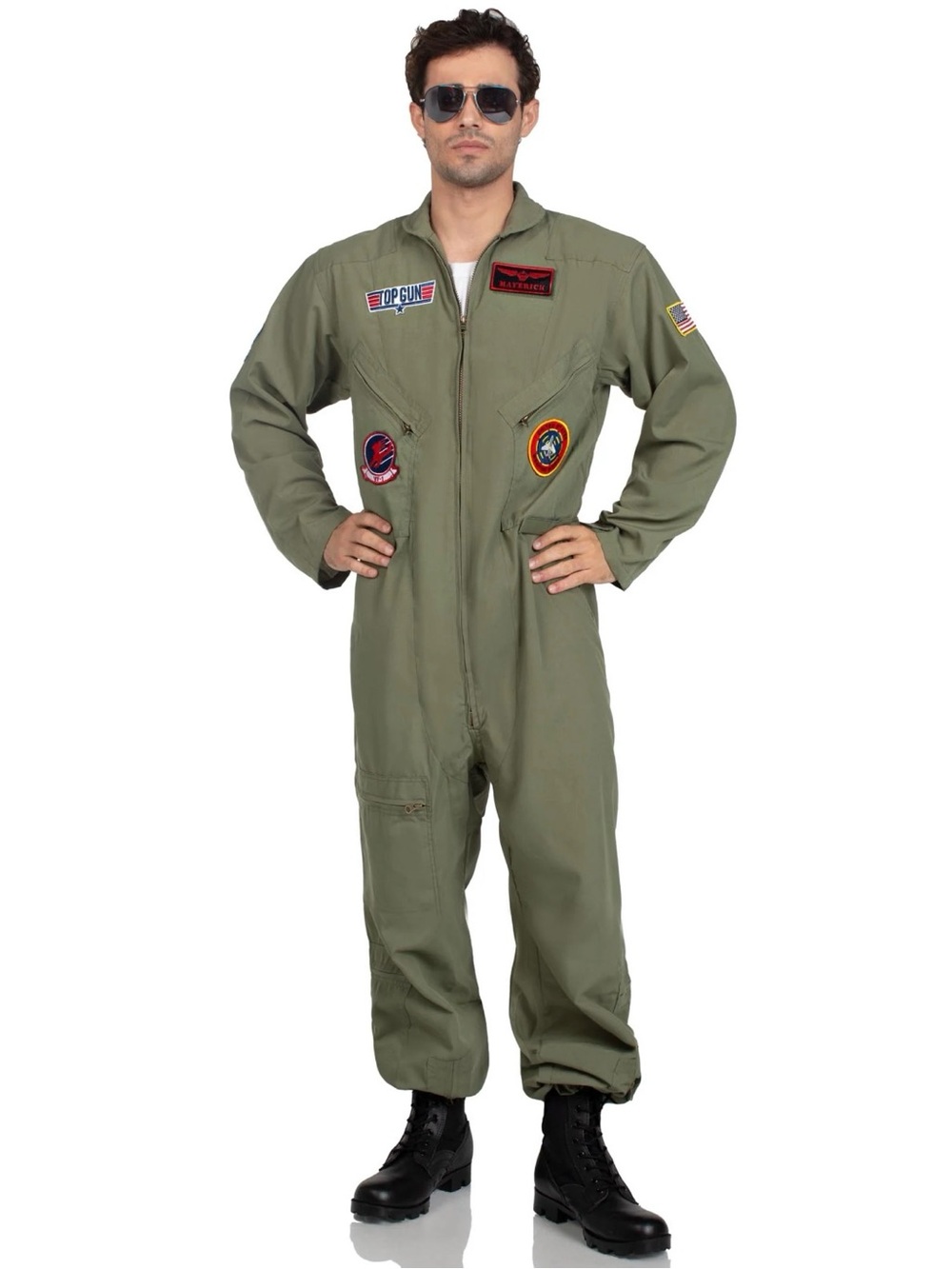⭐️ Leg Avenue Olive Green Flight Coverall Jumpsuit with Patches
